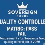 Sovereign Foods Quality Control Job Matric Pass Fail Requirements