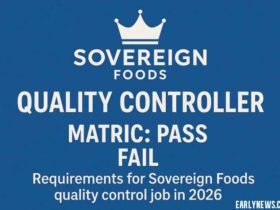 Sovereign Foods Quality Control Job Matric Pass Fail Requirements